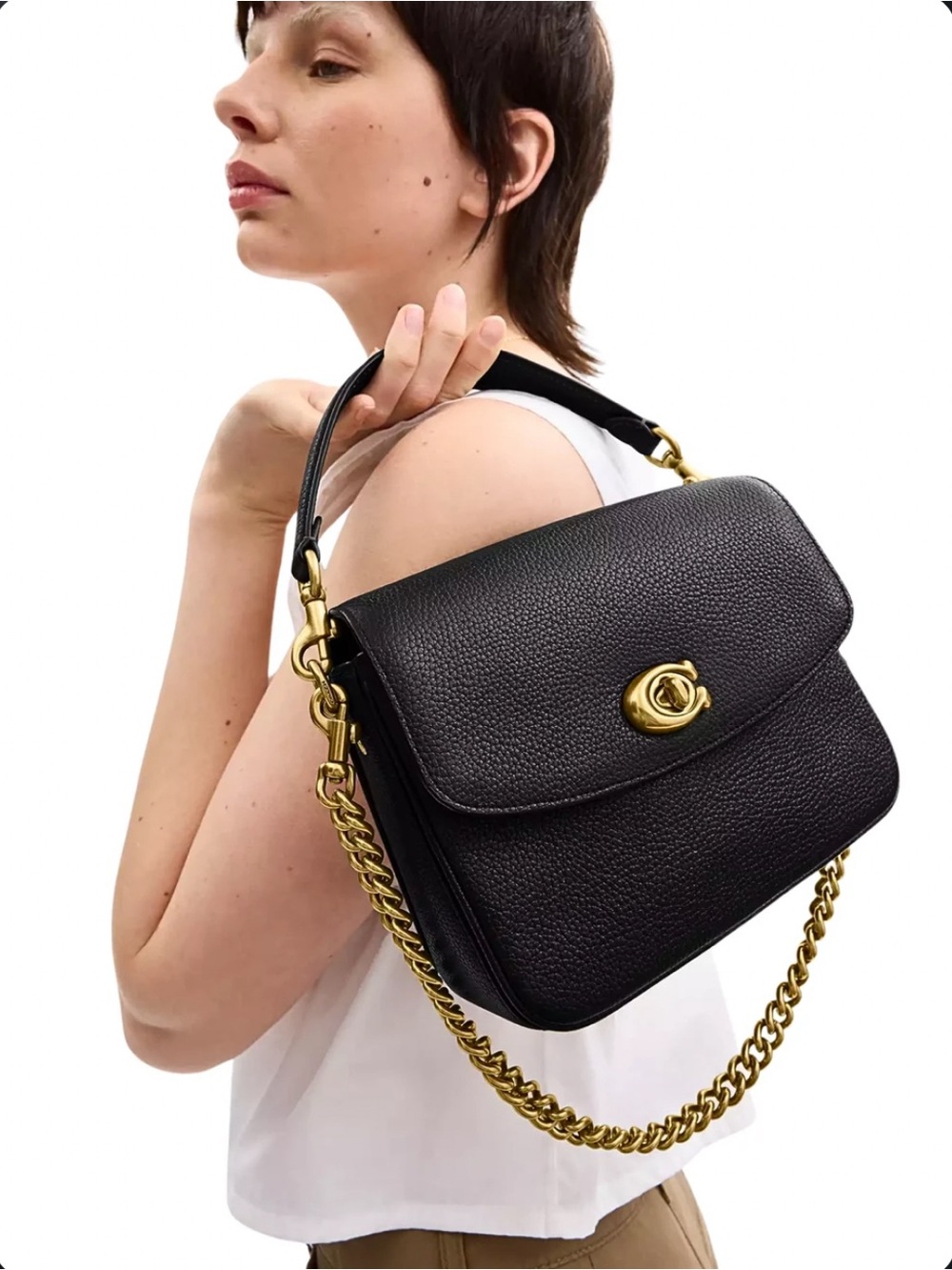 Coach Cassie 19 black leather shoulder bag